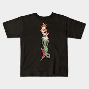 Vintage American Traditional Mermaid Kids T-Shirt